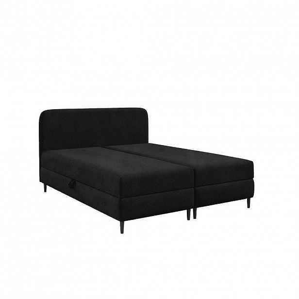 Kaiser Möbel KONTINENTÁLNÍ POSTEL se dvěma úložnými prostory, buklé tkanina Lambi, Černá, 120x200 cm, FUBU