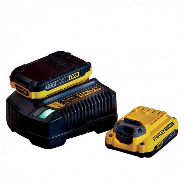 Stanley - Sada 4A nabíječky a 2x aku 18 V Li-Ion 2,0 Ah SFMCB12D2-QW