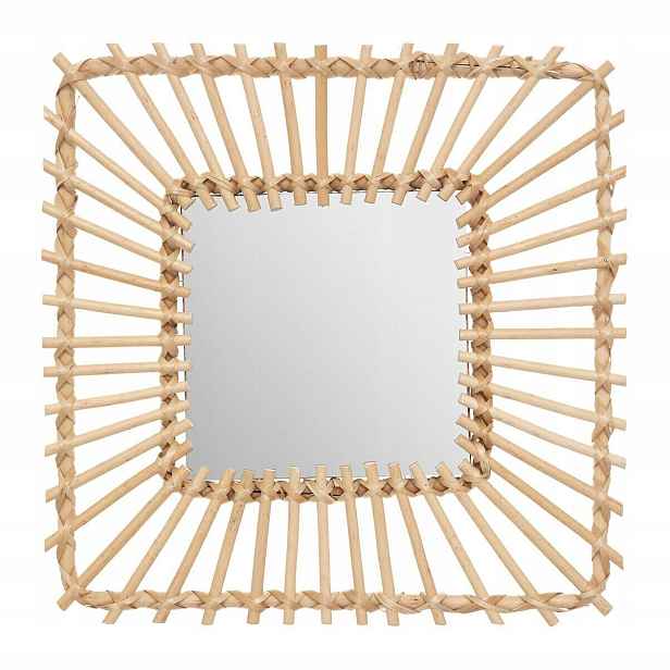 Zrcadlo nástěnné čtvercové ratanové 40x40 do předsíně boho