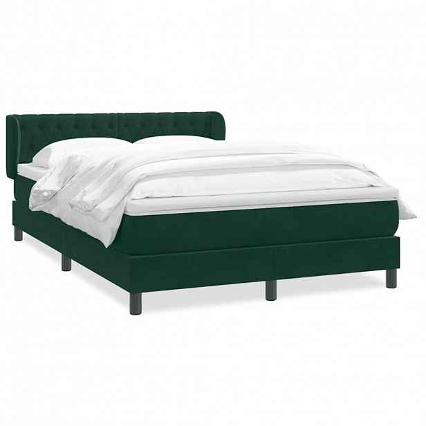 vidaXL Box spring postel s matrací tmavě zelená 160x220 cm samet