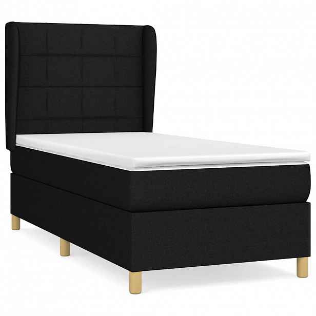 vidaXL Box spring postel s matrací černá 100 x 200 cm textil