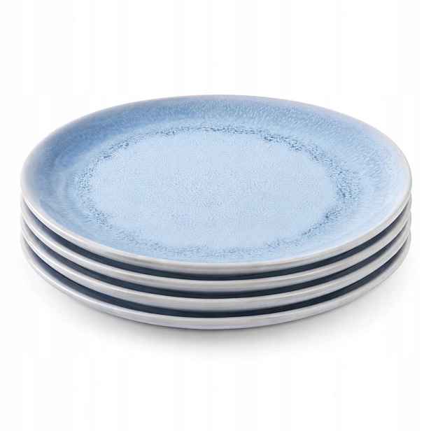 4 ks keramických mělkých talířů Aqua ø 26,5 cm světle modrý, Clay