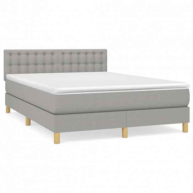 vidaXL Box spring postel s matrací světle šedá 140 x 200 cm textil