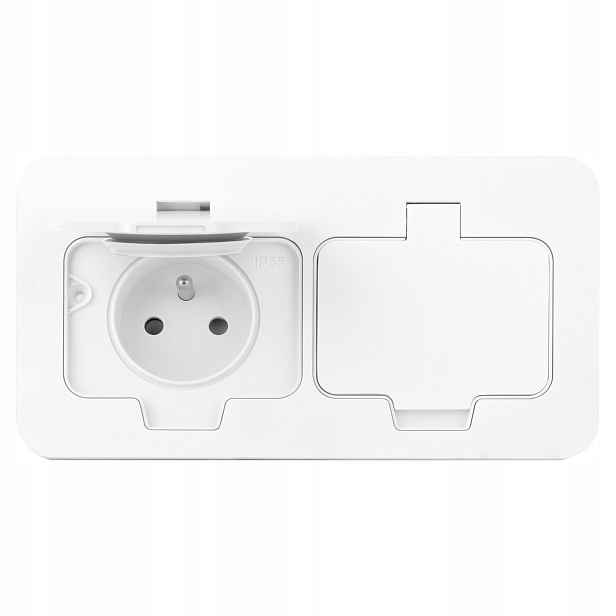 Hermetická elektrická zásuvka dvojitá obdélníková IP55 bílá Orno