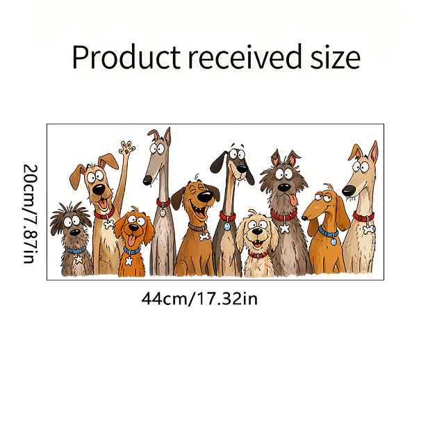 TEMU 1 ks, 44X20 cm / 17,32X7,87 palců, odnímatelná statická PVC nálepka, roztomilý kreslený pes na okno, vtipný skupiny štěňat a nálepka, žádné