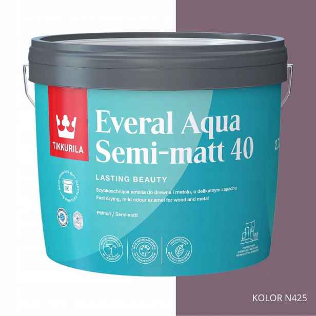 Tikkurila Everal Aqua 40 Polomatná 2,7 L Hotová Barva: Tvt N425