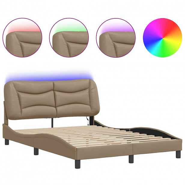 vidaXL Rám postele s LED bez matrace Hvar cappuccino 120 x 200 cm