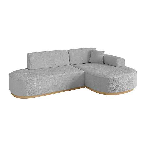 ALTDECOR ROHOVÁ SEDAČKA s otomanem, pravá MARI-L1-v2 243x171x83 Světle šedá Buklé