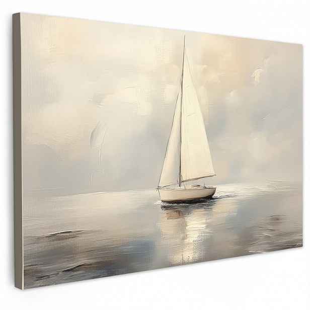 MuchoWow OBRAZ NA PLÁTNĚ Plachetnice - Moře - Oblačno 30x20 cm