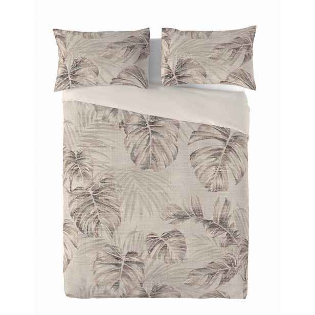 Povlečení Lněná Linen Tisk 220x200 Listy Monstera 01