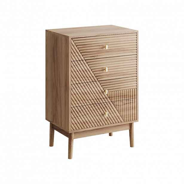 Urban Meuble SIDEBOARD 60 cm dub – skříňka se 4 zásuvkami a dřevěnými nohami moderní