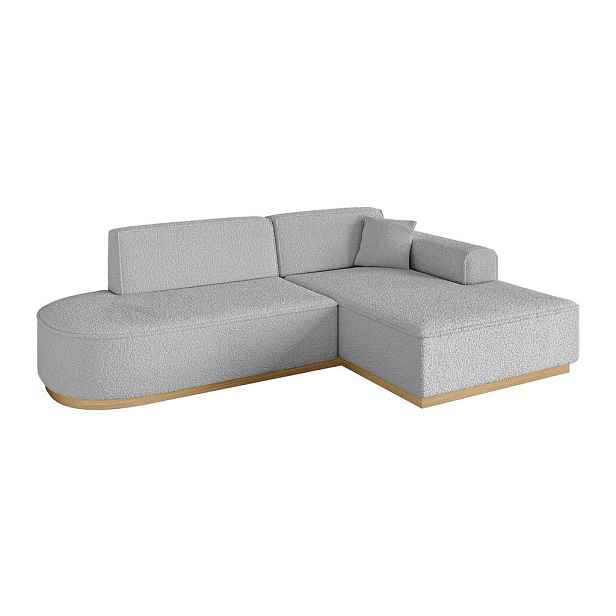 ALTDECOR ROHOVÁ SEDAČKA s otomanem, pravá IREA-L1-v2 232x165x80 Světle šedá Buklé