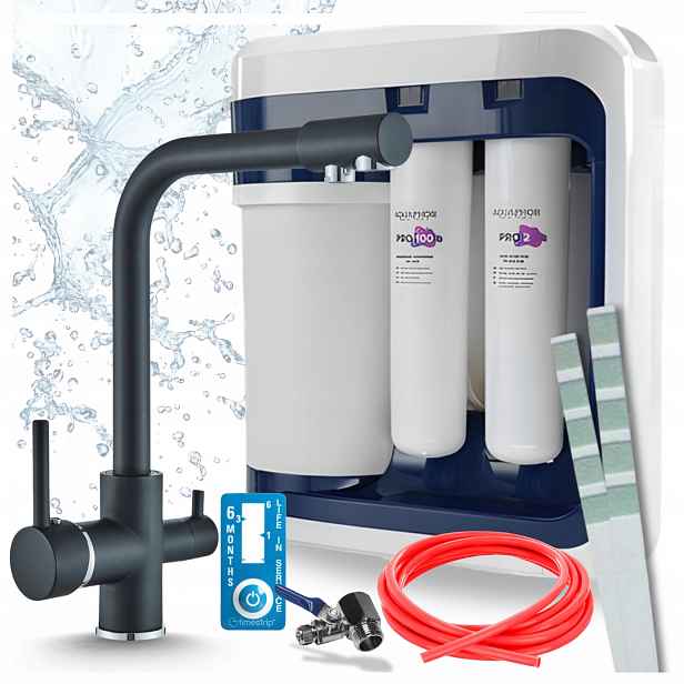 Kuchyňská Baterie Černá A Filtr Reverzní Osmózy Aquaphor Ro 202S Pro Pzh