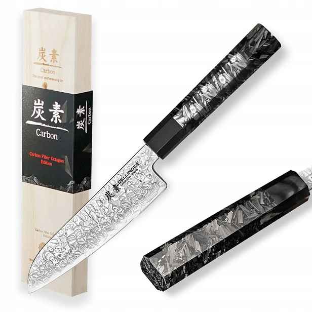Malý nůž ko-Santoku 140 mm Dellinger Carbon Fiber Octagon