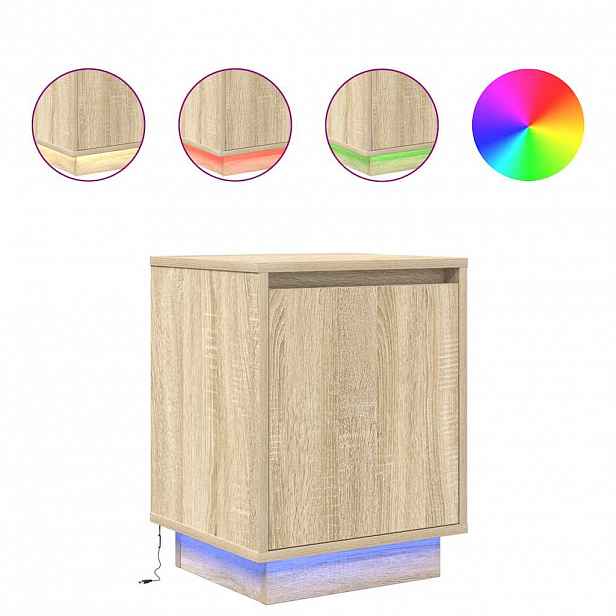 vidaXL Noční skříňka s LED osvětlením Dub Sonoma 38x34x50 cm
