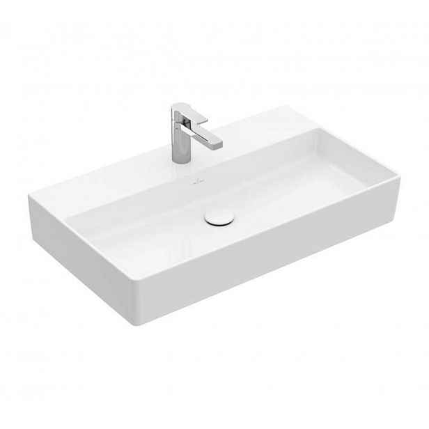 Villeroy & Boch Memento 2.0 - Umyvadlo 80x47 cm, bez přepadu, otvor pro baterii, CeramicPlus, alpská bílá 4A228LR1