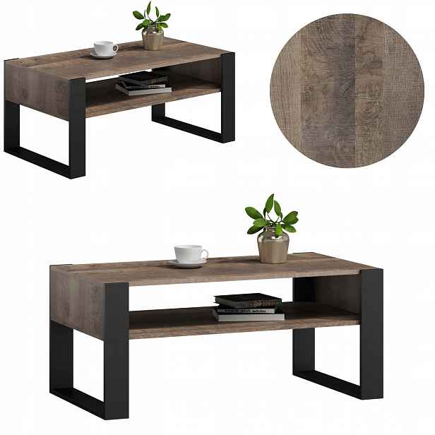 Lavička Kaja 120 cm dub koloniální-černý konferenční stolek rustikální loft retro