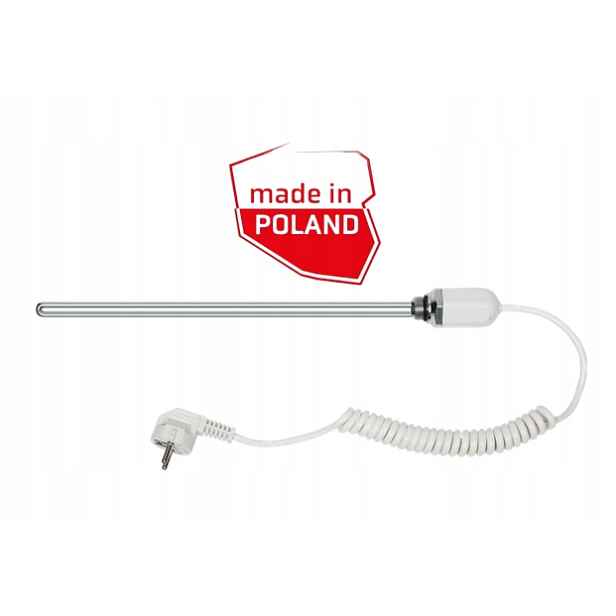 Polská ohřívačka pro koupelnové radiátory Pevná teplota 55* 1/2" 1200W Bílá