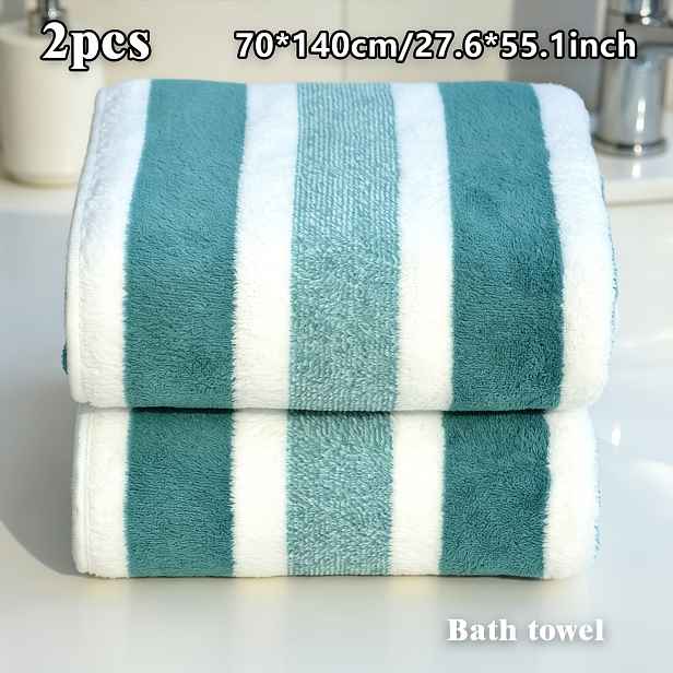 TEMU Sada 2 ultra pohodlných osušek do koupele, ultra měkké savé, rychleschnoucí, korálový fleece 280GSM, 70 x 140 cm / 27,6 x 55,1 palce, vhodné do