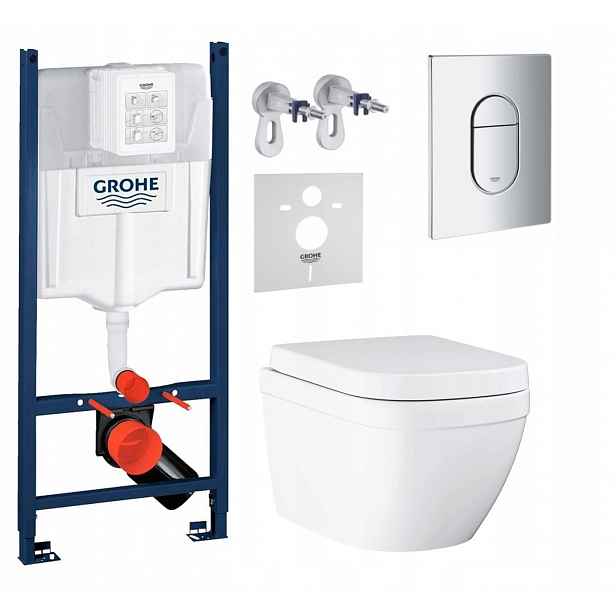 7v1 Wc Podomítkový Set, Stelaz s Wc Mísou Grohe Euro Ceramic, Tlačítko
