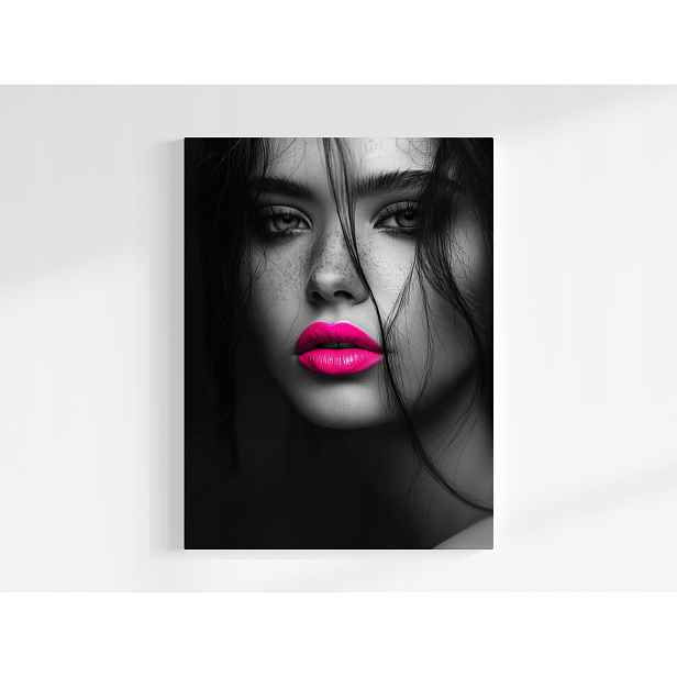 Obraz Na Plátně Canvas Portrét Žena Tvář Makro Foto Neon Růžový 60x80