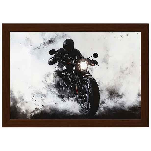 Plakát Rámeček Dřevo Motocykl Sportovní Kouř Motor Černobílý 60x40