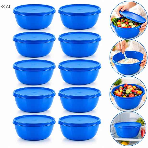 Tupperware Miska 1,5L Modrá s víkem Vzduchotěsná nádoba na potraviny