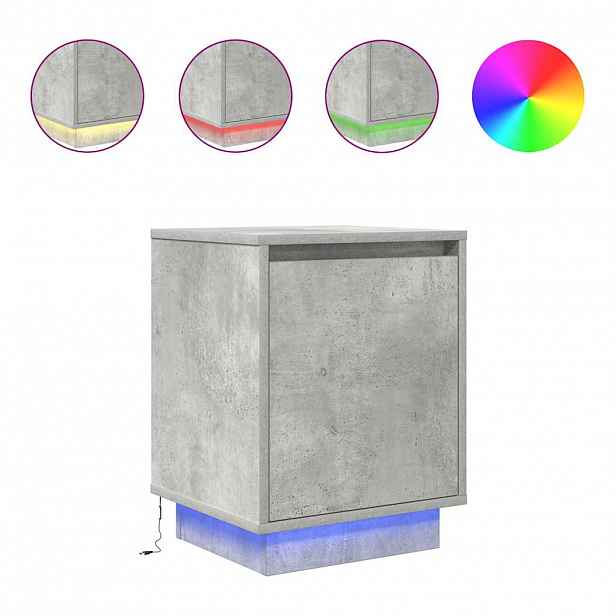 vidaXL Noční skříňka s LED světly Betonová šedá 38x34x50 cm