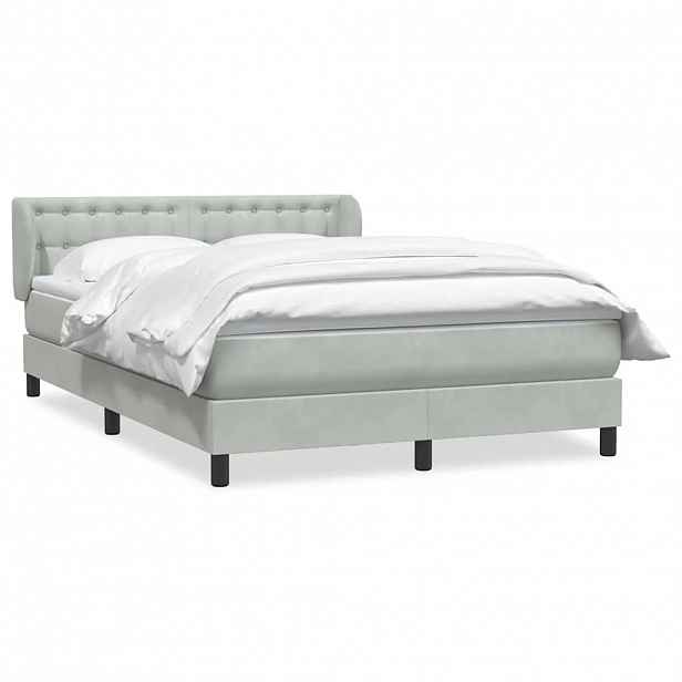 vidaXL Box spring postel s matrací světle šedá 160x210 cm samet