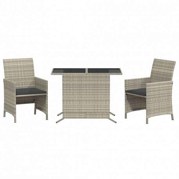 vidaXL 3dílný bistro set s poduškami světle šedý polyratan