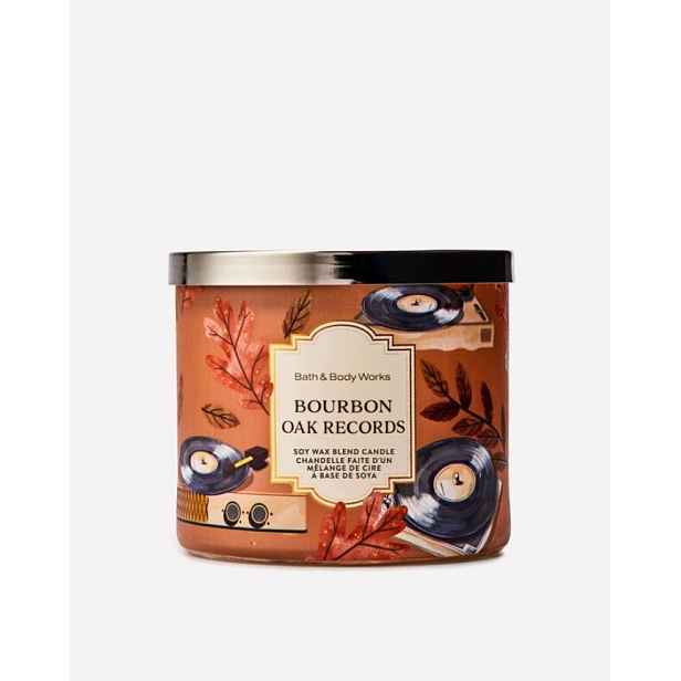 Bath&Body Works Bourbon Oak Records 3-knotová vonná svíčka 411 g