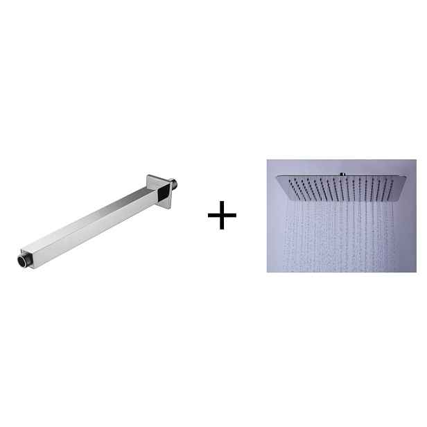 HOPA Hlavová sprcha ETNA PLUS 50 cm +  Držák hlavové sprchy ze stropu, hranatý