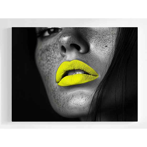 Obraz Na Plátně Canvas Portrét Žena Tvář Makro Foto Neon Žlutý 80x60
