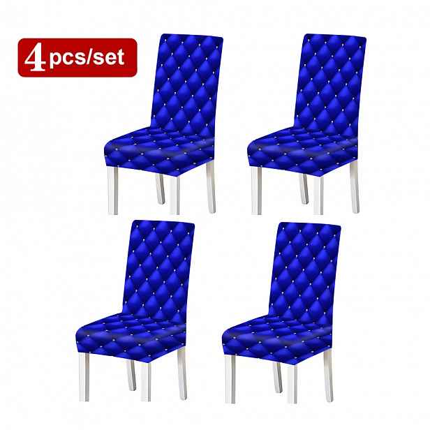 TEMU 2/4/6 ks, Modrý minimalistický texturovaný , Prémiový potisk, Potah na židli, Vhodný pro domácí jídelní židle, , zahrady a další dekorace potahů