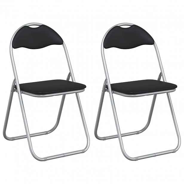 vidaXL Skládací židle 2 pcs Černá a šedá 48 x 43,5 x 81 cm Umělá kůže