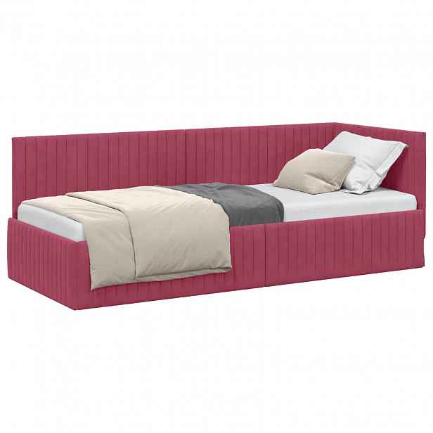 vidaXL Rohový rám postele Víno Červené 80 x 200 cm samet