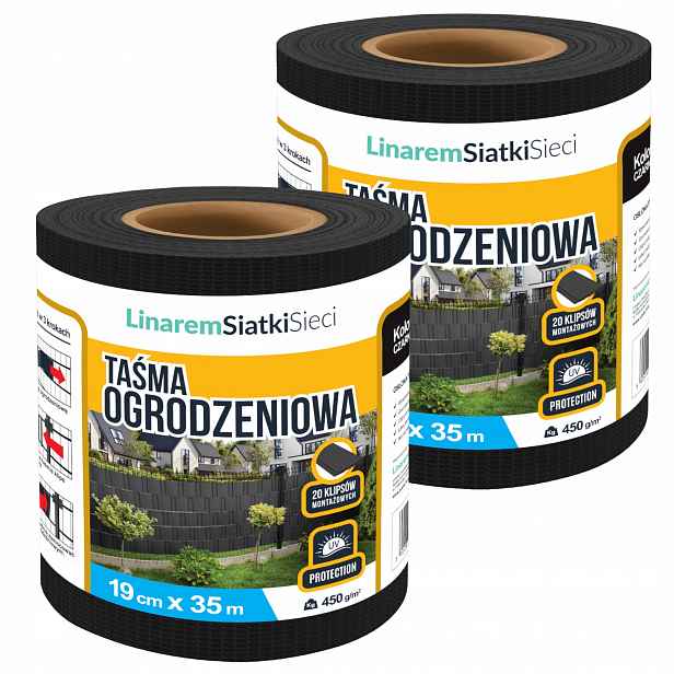 Stínící Panelové Pásy Černá 19 cm x 35 m Krytka Na Oplocení Uv Sada 2 ks