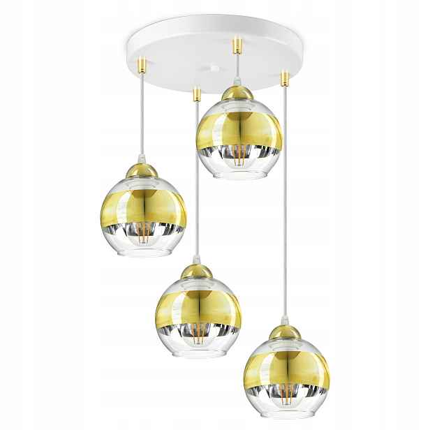 Stropní Svítidlo Bílý zlatý lustr Glass EZ4 Led