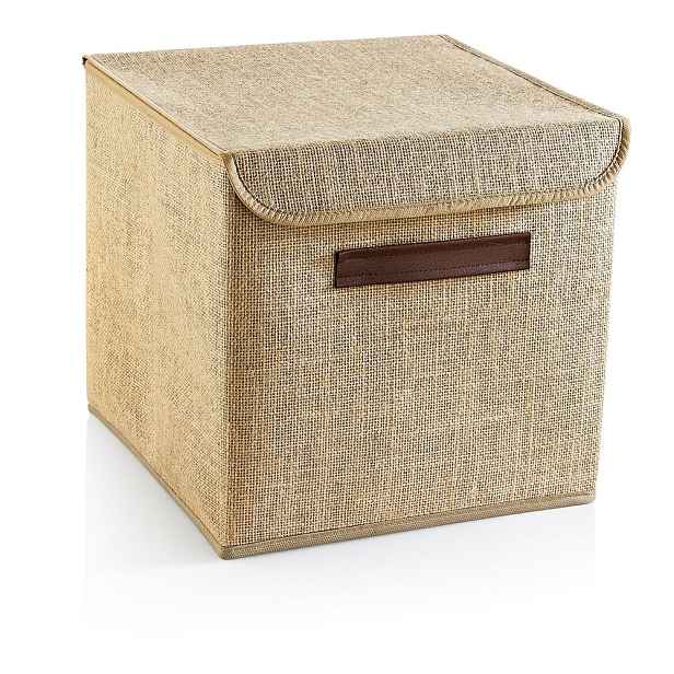 Světle hnědý úložný box s víkem z juty 30x30x30 cm – Mioli Decor