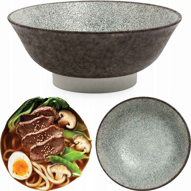 Keramická miska Hnědobílá Miska na polévku Ramen Koishi 22 cm Edo Japan