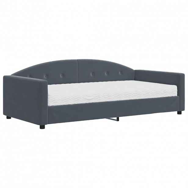 vidaXL Válenda s matrací tmavě šedá 100 x 200 cm samet