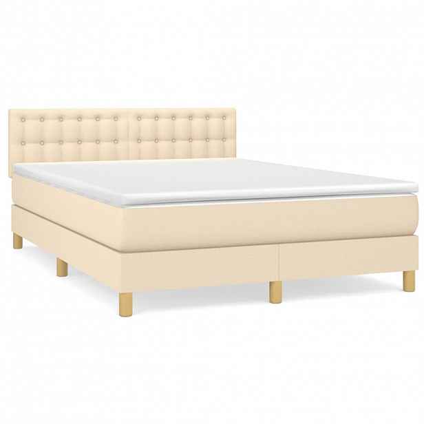vidaXL Box spring postel s matrací krémová 140x200 cm textil