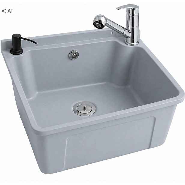 Set Dřez Výsuvná Baterie Hospodářská Komora Šedá Polypropylen 510x450