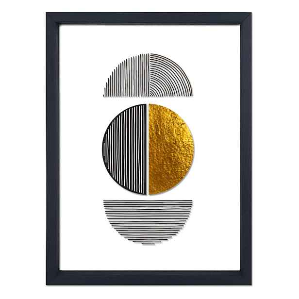 Skleněný obraz v černém rámu Vavien Artwork Shapes II., 32 x 42 cm