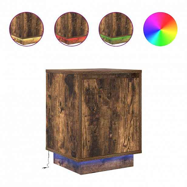 vidaXL Noční skříňka s LED světly Uzený dub 38x34x50 cm