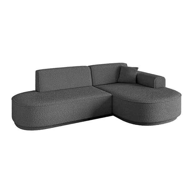 ALTDECOR ROHOVÁ SEDAČKA s otomanem, pravá MARI-L1-v3 243x171x83 Šedá Buklé