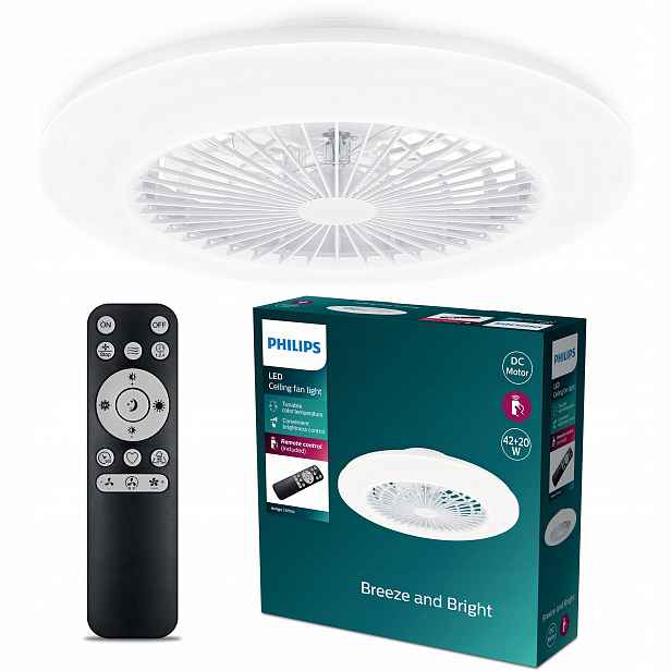 Stropní Svítidlo Stropní Svítidlo Led s Větrákem 62W Lustr Cct Dálkový Ovladač Amigo Philips