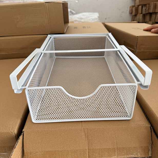 TEMU Závěsný úložný box na spodní prádlo z kovaného železa s výsuvným mechanismem, bez nutnosti instalace, hladký výsuvný železný závěsný koš do