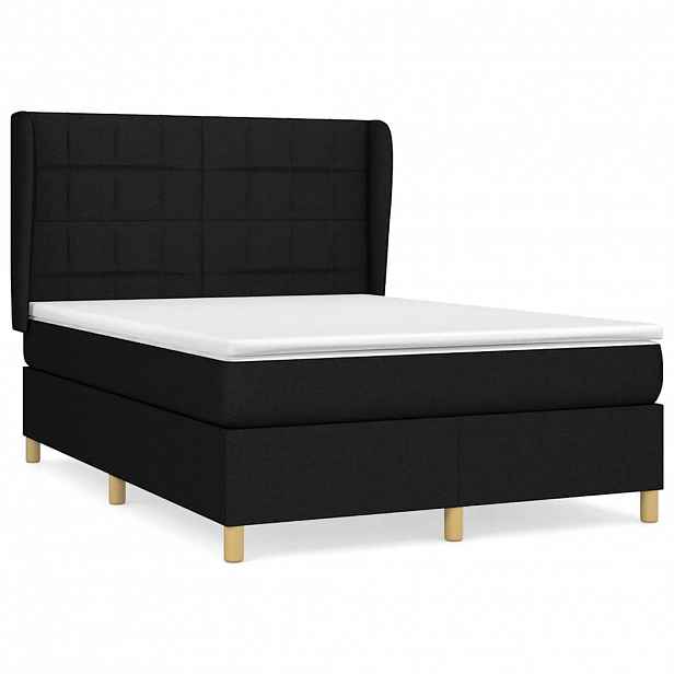 vidaXL Box spring postel s matrací černá 140 x 190 cm textil