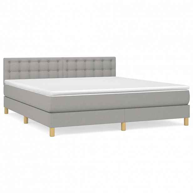 vidaXL Box spring postel s matrací světle šedá 160 x 200 cm textil